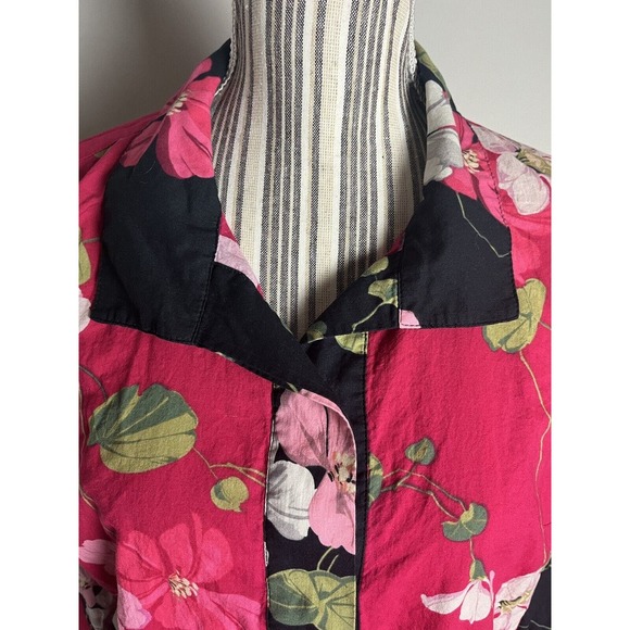 Soft Suroundings Floral/Tropical print Tunic Bluse w- back buttons SZ Large - Picture 5 of 10